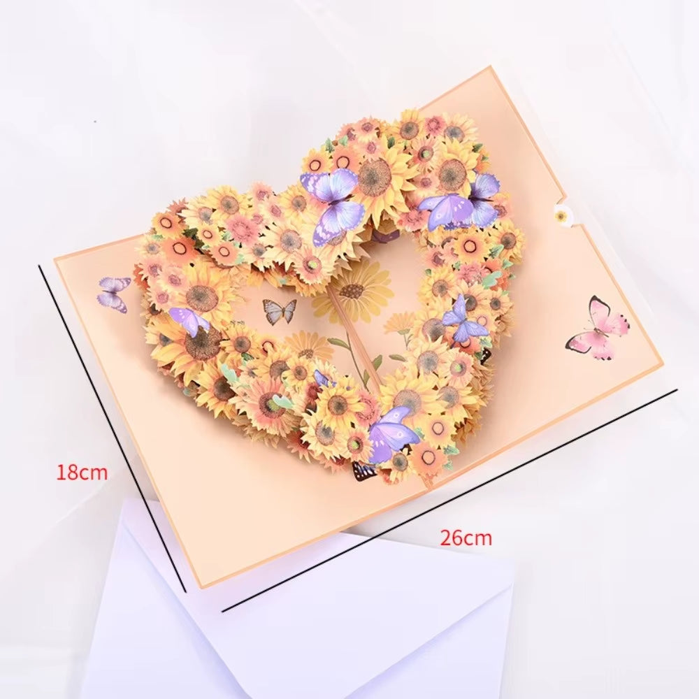 Romantic Theme Anniversary Card Pop-Up Mechanism 3D Heart Tree Couple Card Heart Tree Design 3D Love Tree Card Valentines Day