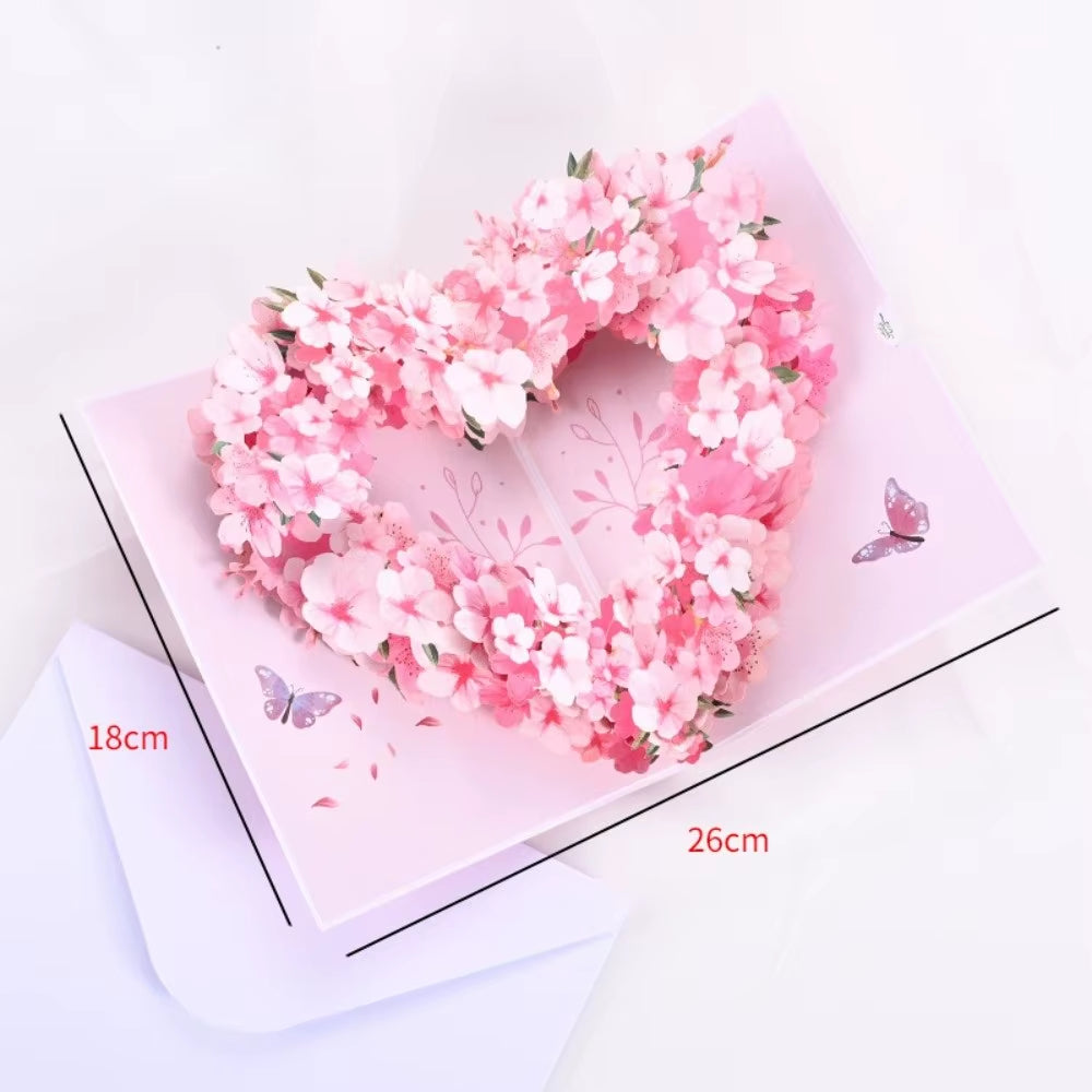 Romantic Theme Anniversary Card Pop-Up Mechanism 3D Heart Tree Couple Card Heart Tree Design 3D Love Tree Card Valentines Day
