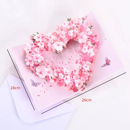 Romantic Theme Anniversary Card Pop-Up Mechanism 3D Heart Tree Couple Card Heart Tree Design 3D Love Tree Card Valentines Day