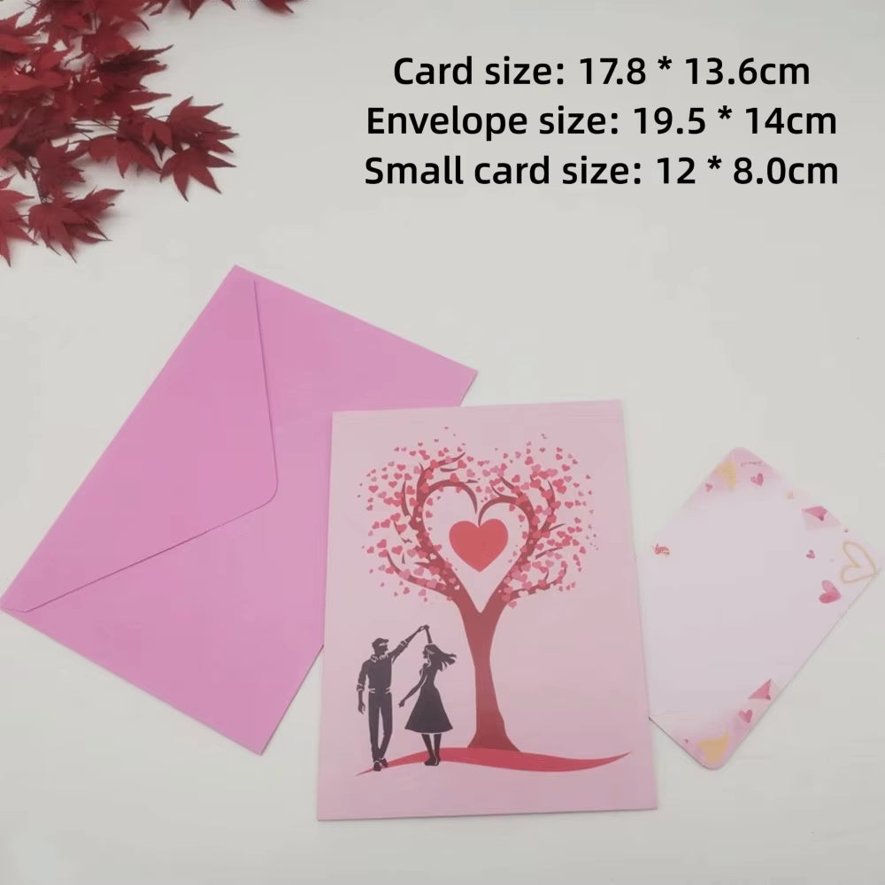 Romantic Theme Anniversary Card Pop-Up Mechanism 3D Heart Tree Couple Card Heart Tree Design 3D Love Tree Card Valentines Day