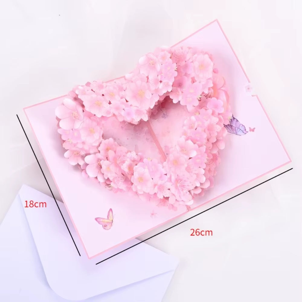 Romantic Theme Anniversary Card Pop-Up Mechanism 3D Heart Tree Couple Card Heart Tree Design 3D Love Tree Card Valentines Day