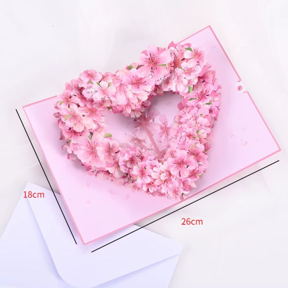 Romantic Theme Anniversary Card Pop-Up Mechanism 3D Heart Tree Couple Card Heart Tree Design 3D Love Tree Card Valentines Day