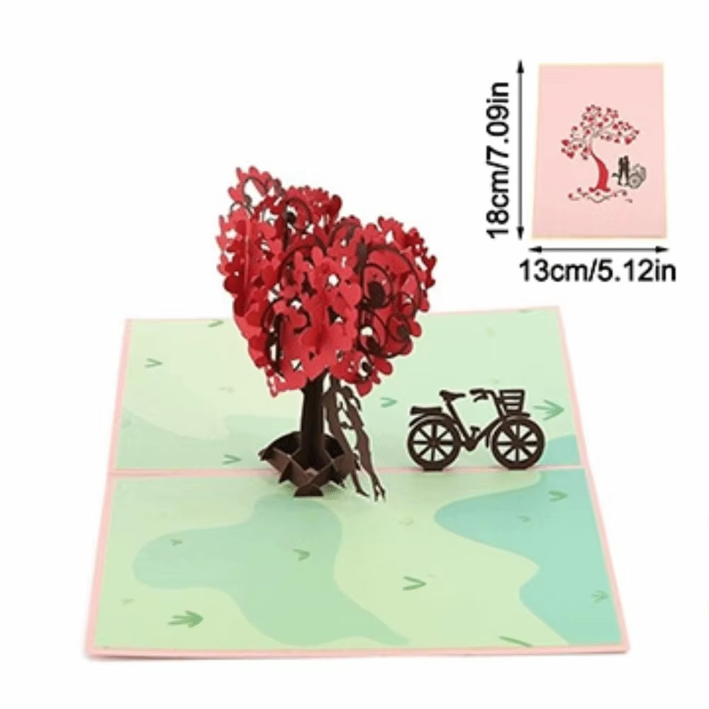 Romantic Theme Anniversary Card Pop-Up Mechanism 3D Heart Tree Couple Card Heart Tree Design 3D Love Tree Card Valentines Day